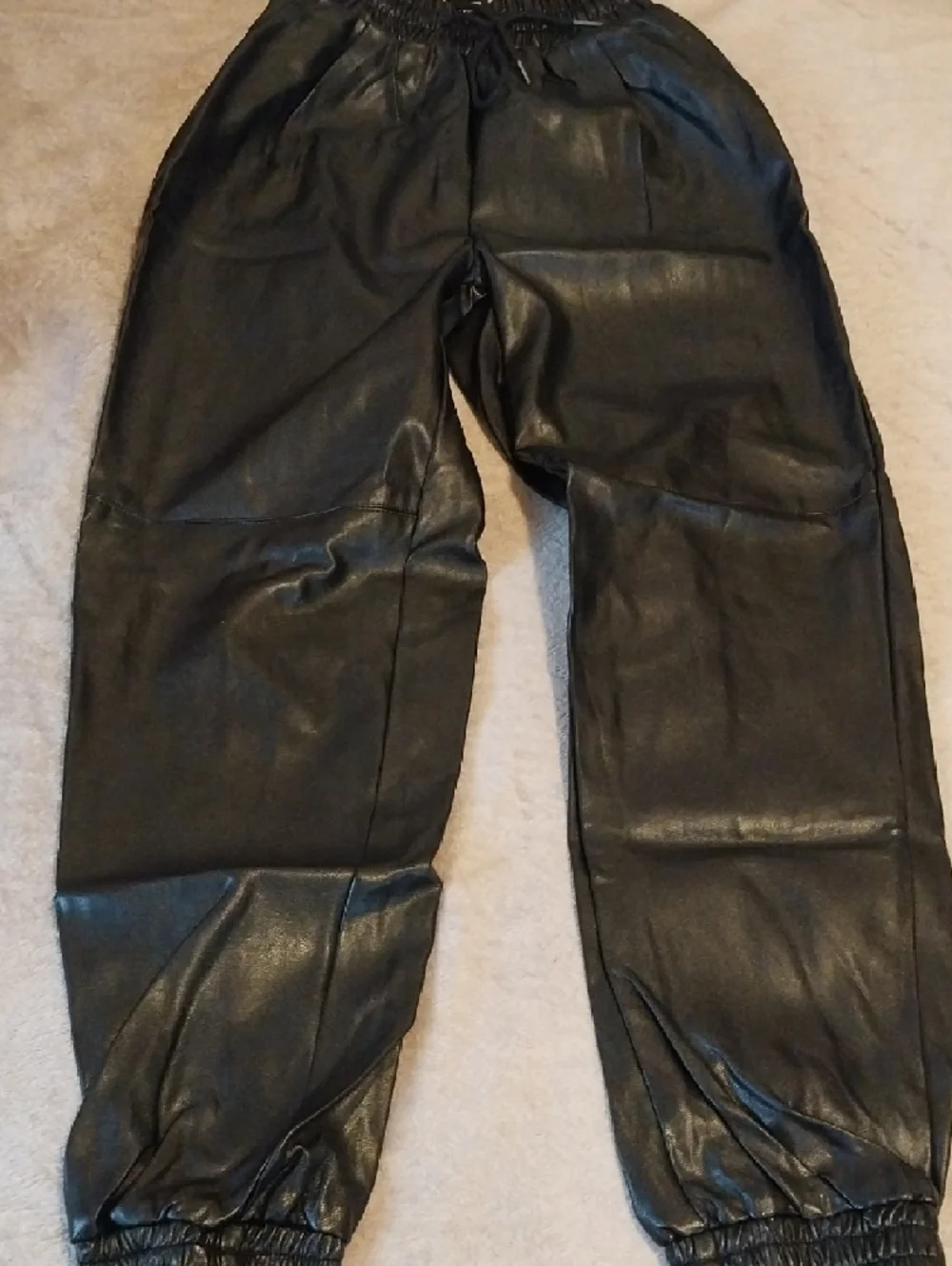 Black Men's Faux Leather Jogger Pants
